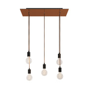 Lampada a sospensione a 5 cadute con XXL Rose-One rettangolare 675 mm con finiture in metallo - Rame satinato