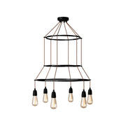 Lampadario 3 Cage a 6 cadute Edison ST64 - Nero