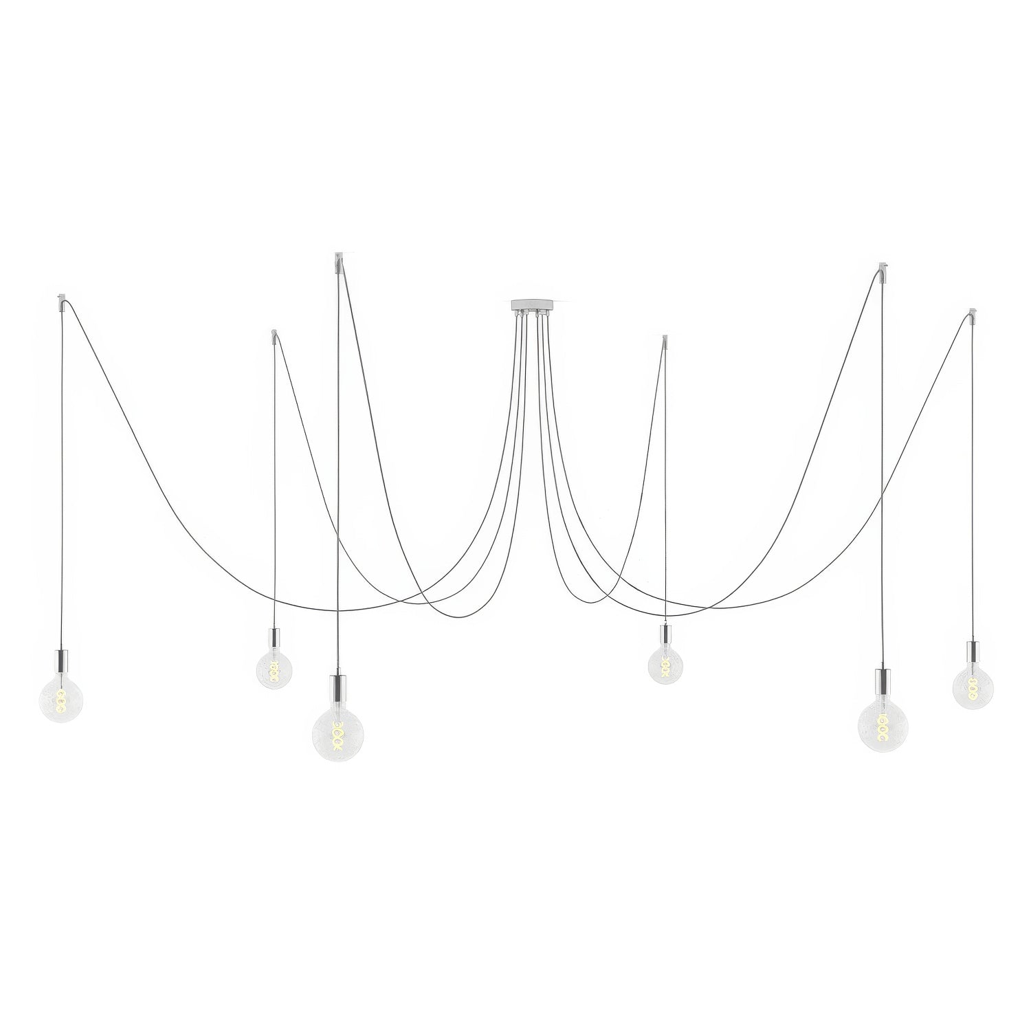 Spider - Lampada a sospensione multipla a 6 cadute con finiture in metallo - Cromo