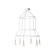 Lampadario 3 Cage a 6 cadute P-Light Dash - Titanio satinato