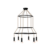 Lampadario 3 Cage a 6 cadute P-Light Dash - Nero