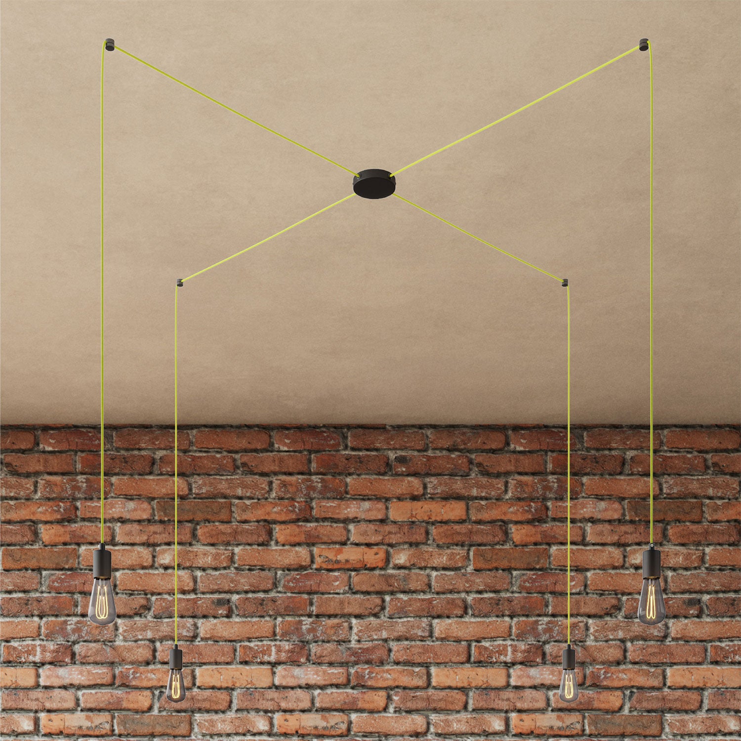 Spider - Lampada a sospensione multipla a 4 cadute con finiture in metallo - Nero