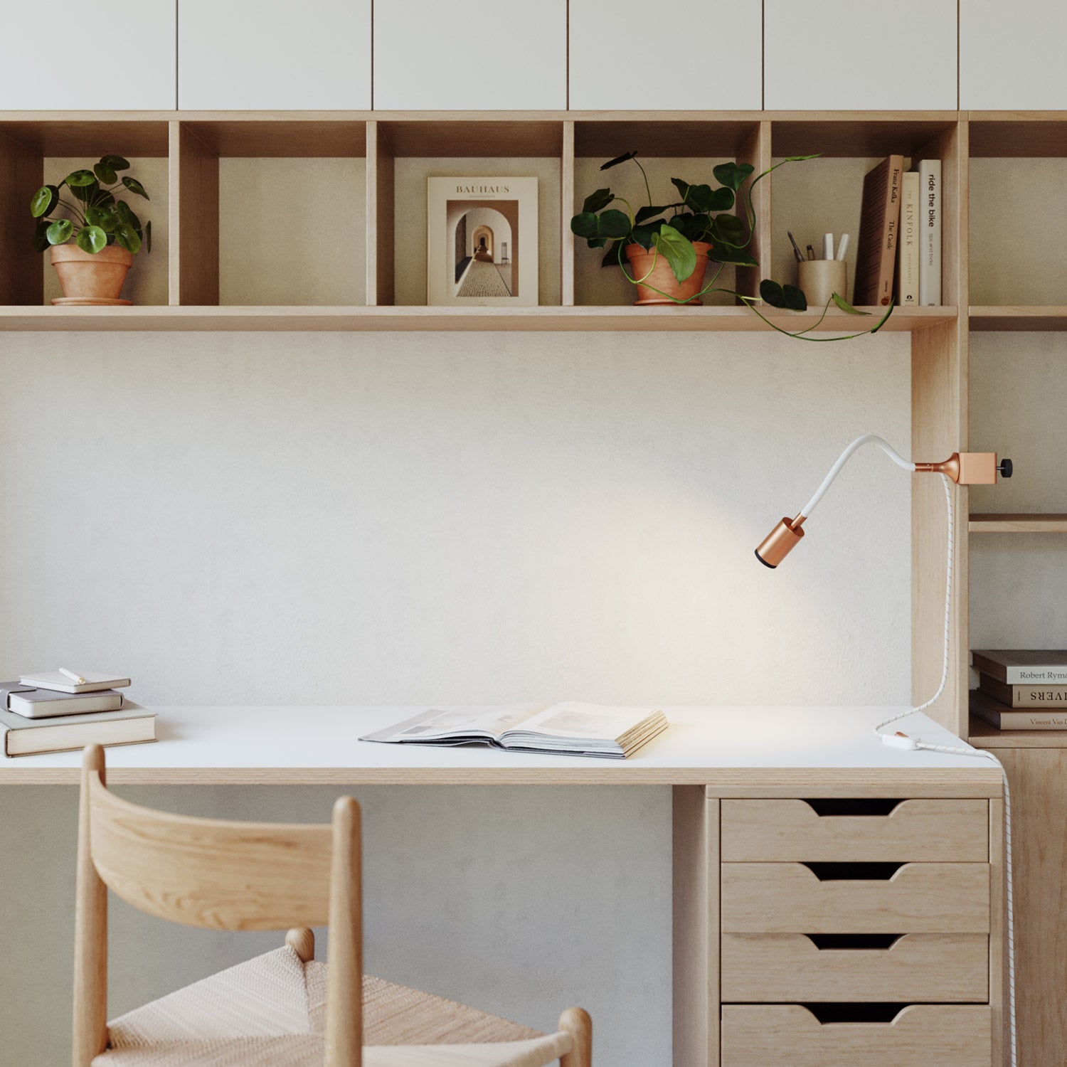 Faretto snodabile MAG-Y con pinza e spina UK - Rame satinato