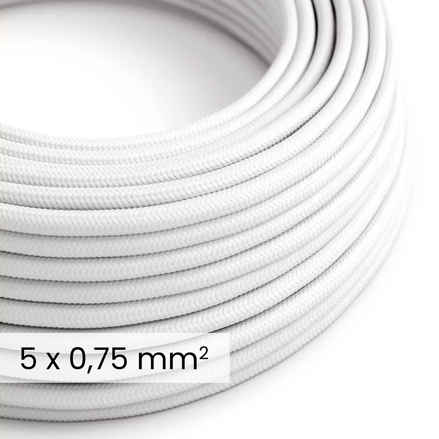 Cavo elettrico tessile DALI 5x0.75 mm² bianco ottico - Filo rivestito in tessuto per lampade e impianti RM01