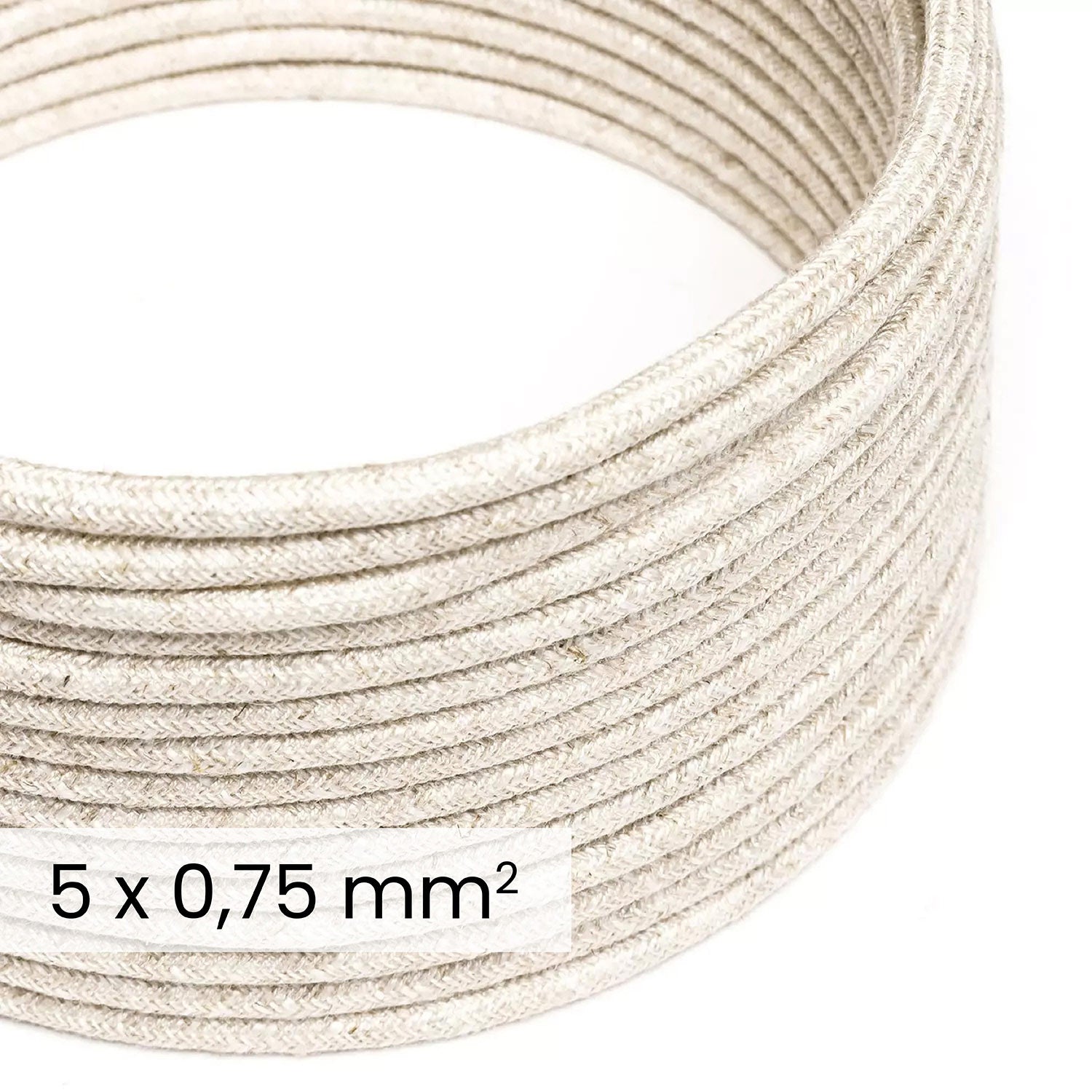 Cavo elettrico tessile DALI 5x0.75 mm² lino naturale bianco - Filo per illuminazione di design RN01