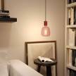 Viseče svetilo s tekstilnim kablom in usnjenimi komponentami - Izdelano v Italiji