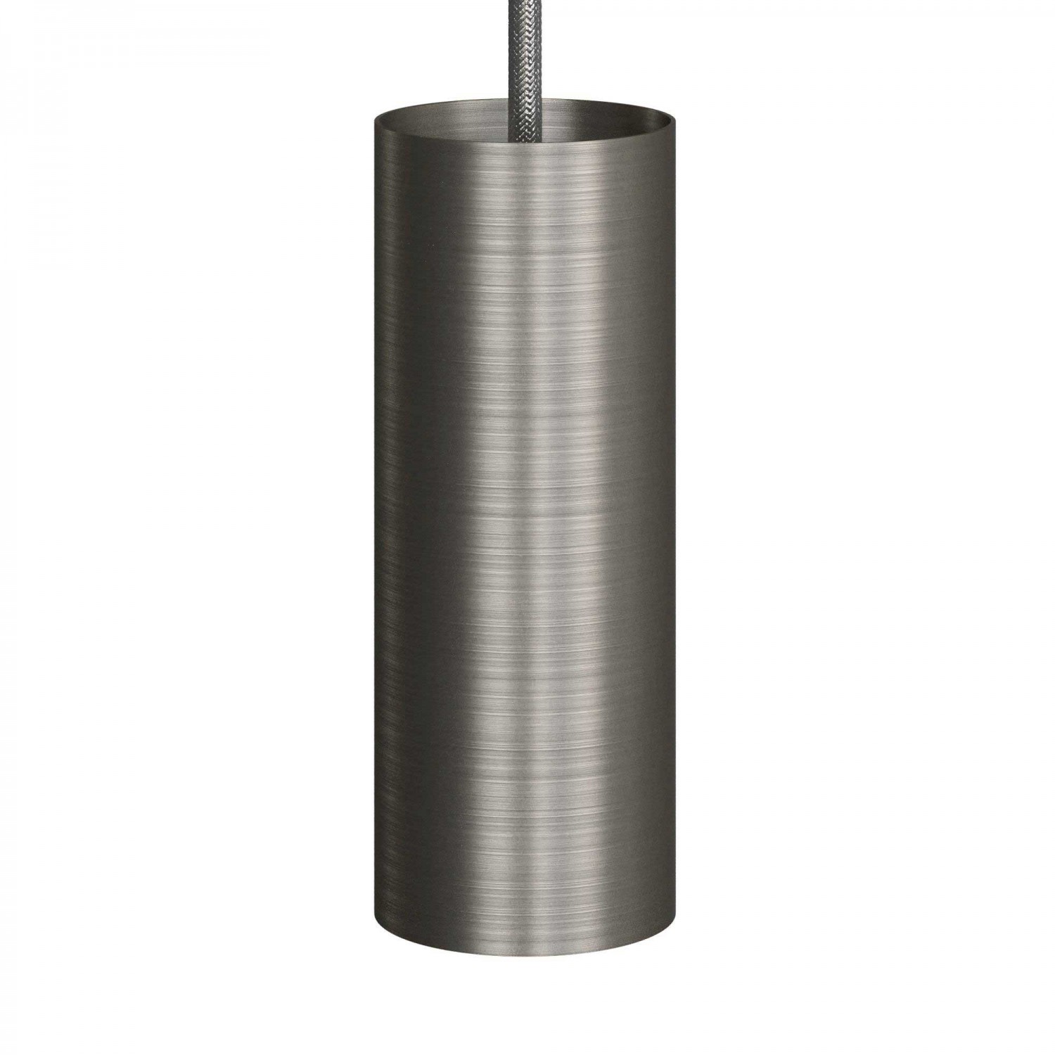 Viseče svetilo s tekstilnim kablom, Tub-E14 senčilom in kovinskimi detajli- Izdelano v Italiji