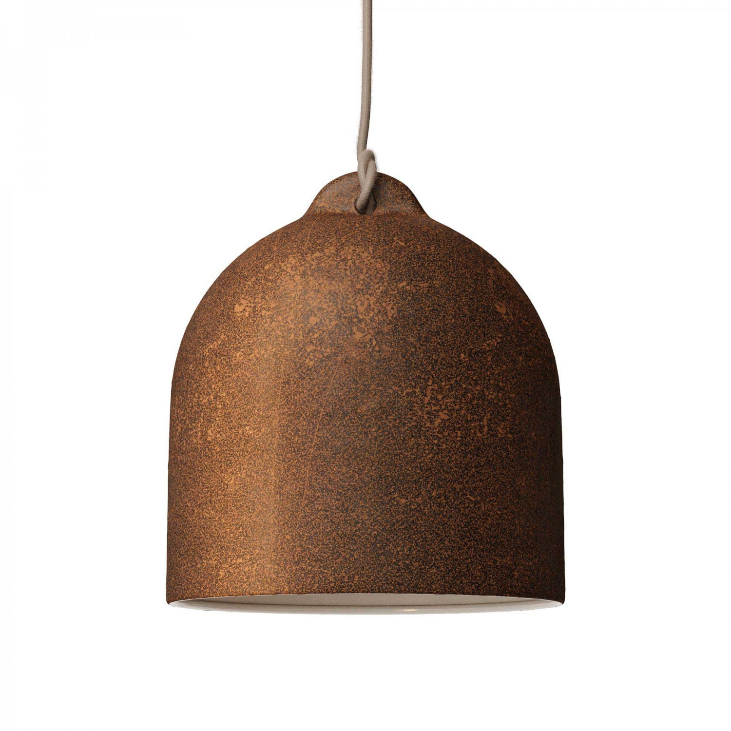 Viseče svetilo s tekstilnim kablom in keramičnim senčilom Zvonec M - Izdelano v Italiji