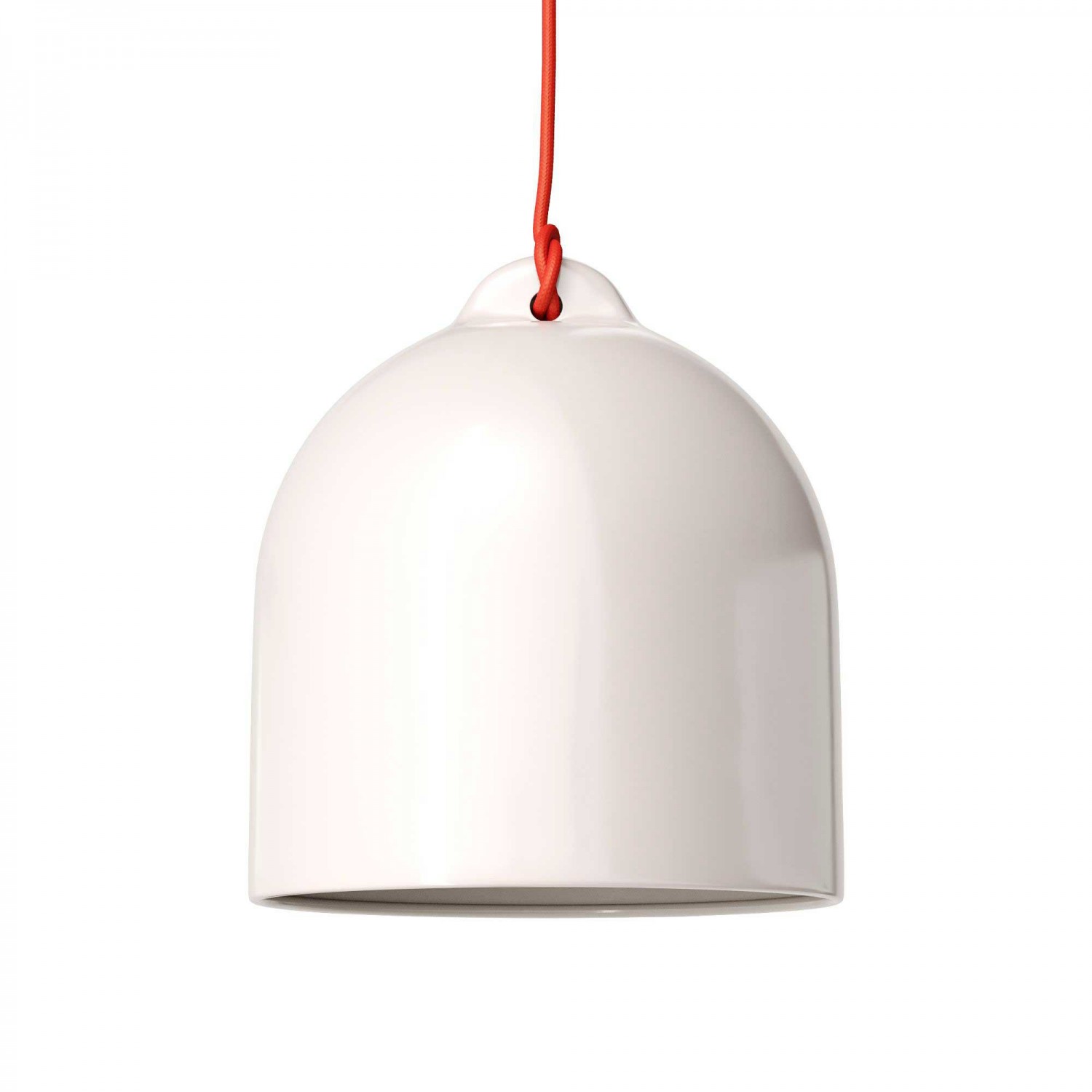 Viseče svetilo s tekstilnim kablom in keramičnim senčilom Zvonec M - Izdelano v Italiji