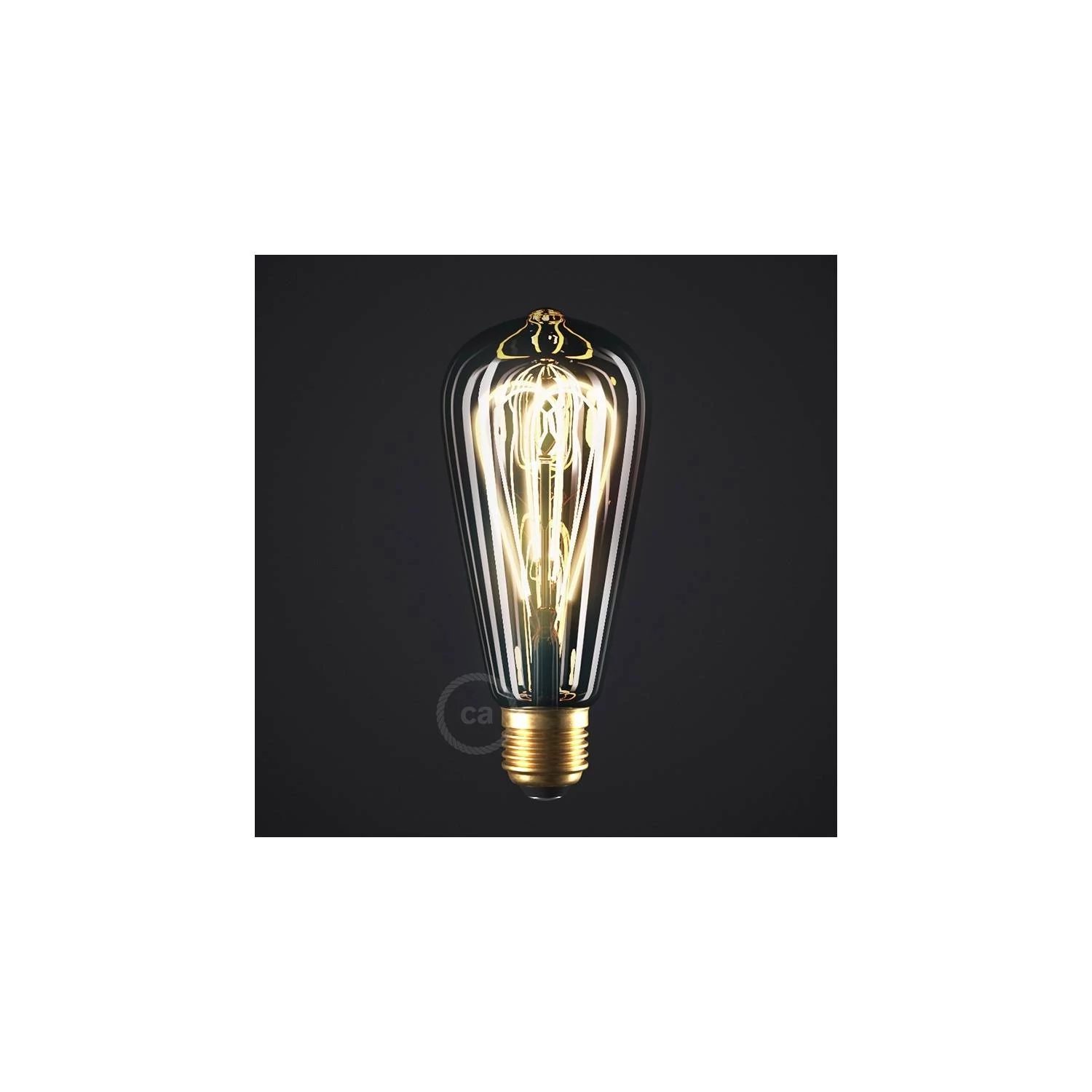 LED nitna žarnica Smoky - Edison ST64  dvojno zakrivljena pentlja - 5W E27 Zatemnilna 2000K