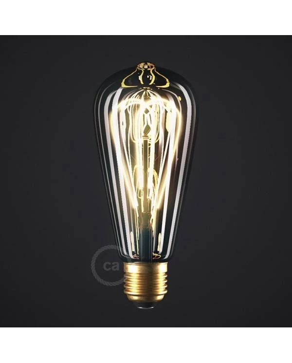 LED nitna žarnica Smoky - Edison ST64  dvojno zakrivljena pentlja - 5W E27 Zatemnilna 2000K