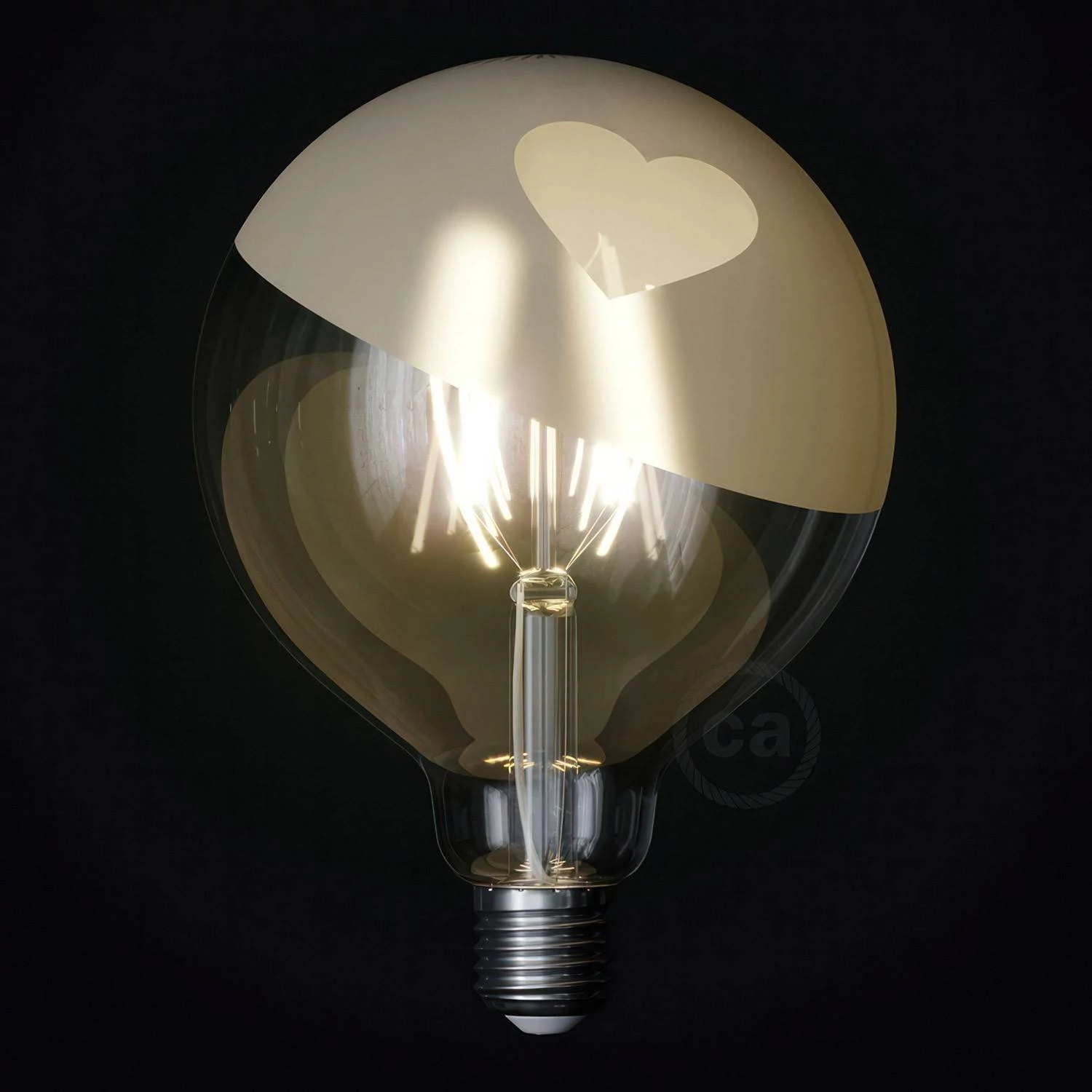 LED žarnica - Globe G125 spiralna nit - Tattoo Lamp® Cuore 4W E27 2700K
