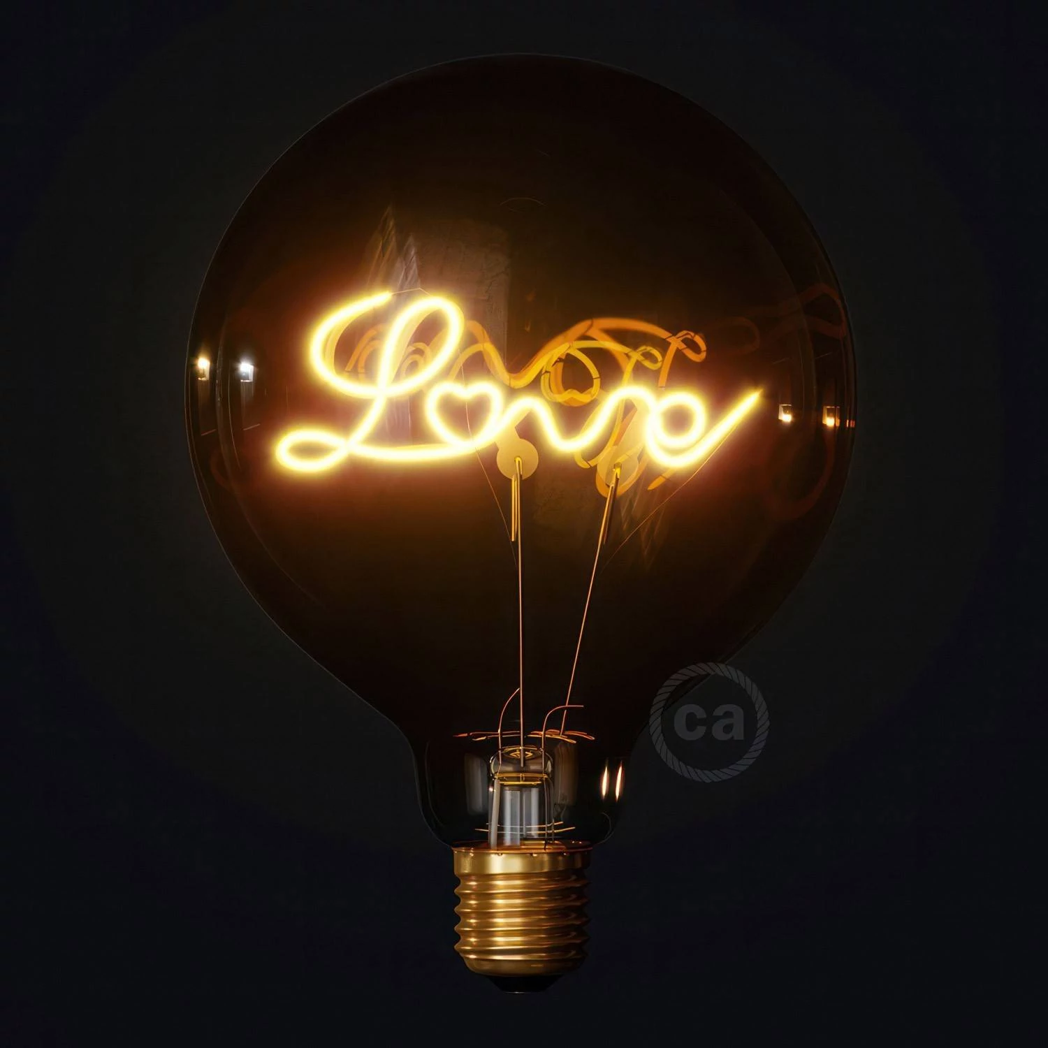 LED nitna zlata žarnica za stoječo svetilko - Globus G125 z enojno nitjo “Love” - 5W E27 Dekorativna vintage 2000K