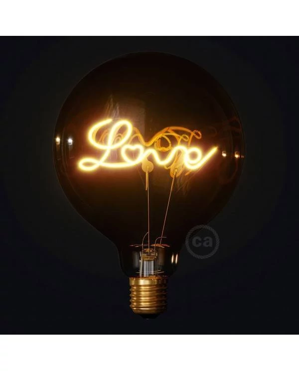LED nitna zlata žarnica za stoječo svetilko - Globus G125 z enojno nitjo “Love” - 5W E27 Dekorativna vintage 2000K