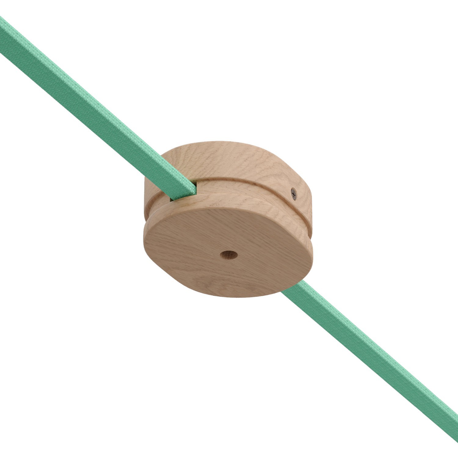Lesena ovalna rozeta za Filé sistem z enim sredinskim izpustom in dvema stranskima odprtinama za kabel. Proizvedeno v Italiji