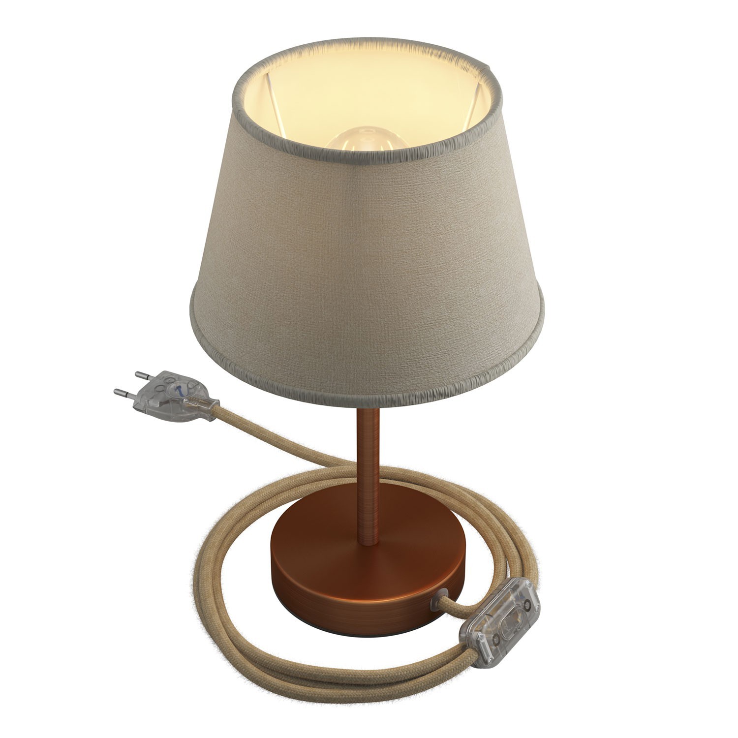 Namizno kovinsko svetilo Alzaluce s senčilom Impero, s kablom, stikalom in vtikačem