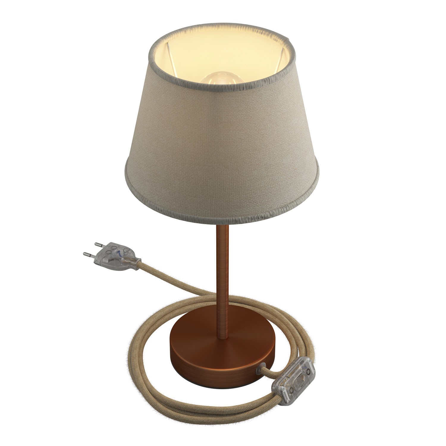 Namizno kovinsko svetilo Alzaluce s senčilom Impero, s kablom, stikalom in vtikačem