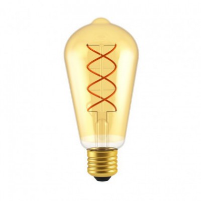 LED Edison ST64 Zlata z dvojno ukrivljeno spiralno žarilno nitko 5W E27 zatemnjena 2000K žarnica