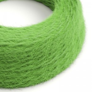 Burlesque twisted lighting cable covered in hairy-effect fabric Plain Green TP06