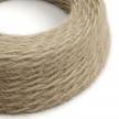 Burlesque twisted lighting cable covered in hairy-effect fabric Plain Khaki colour TP13