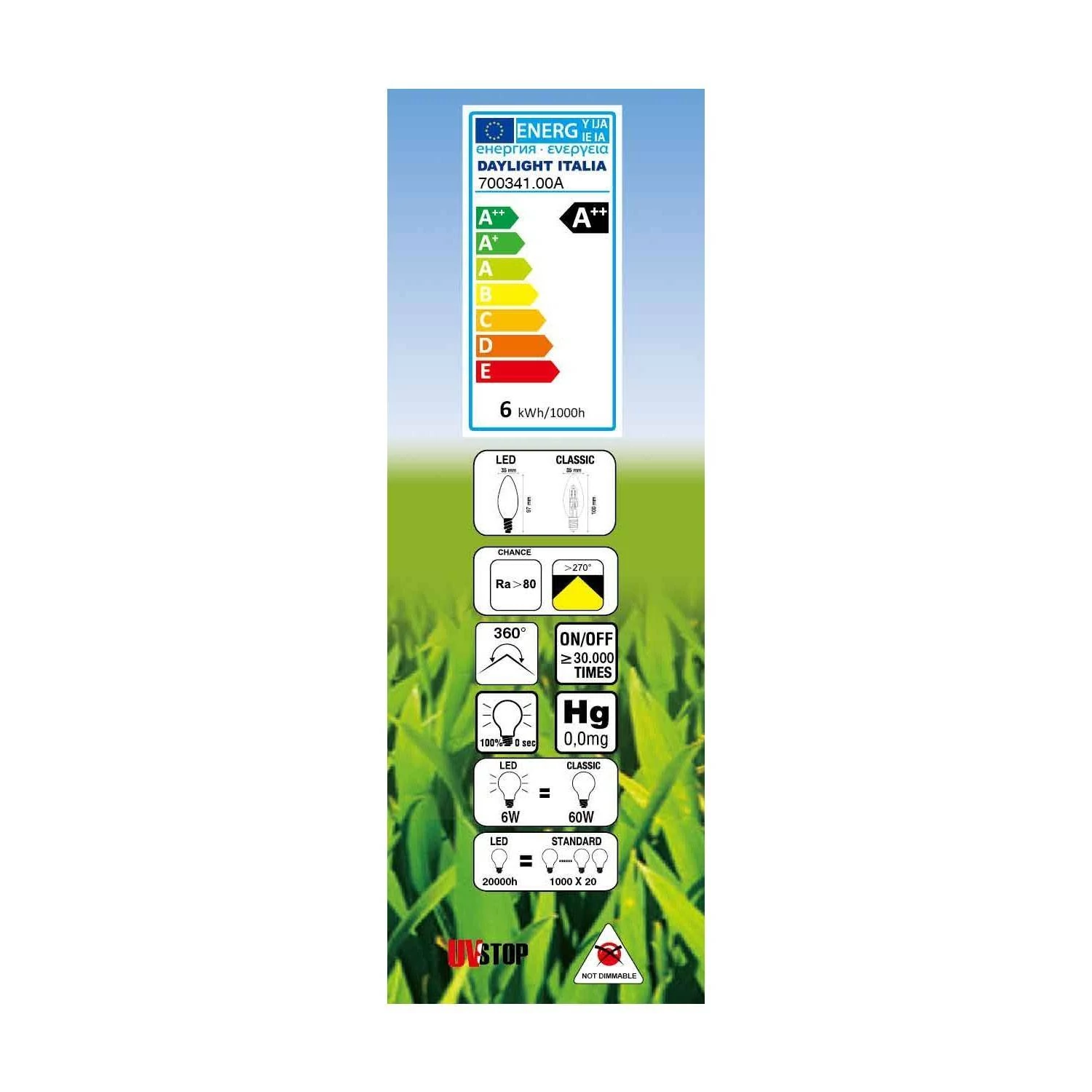 LED žarnica Oliva Milky 6W E14 2700K