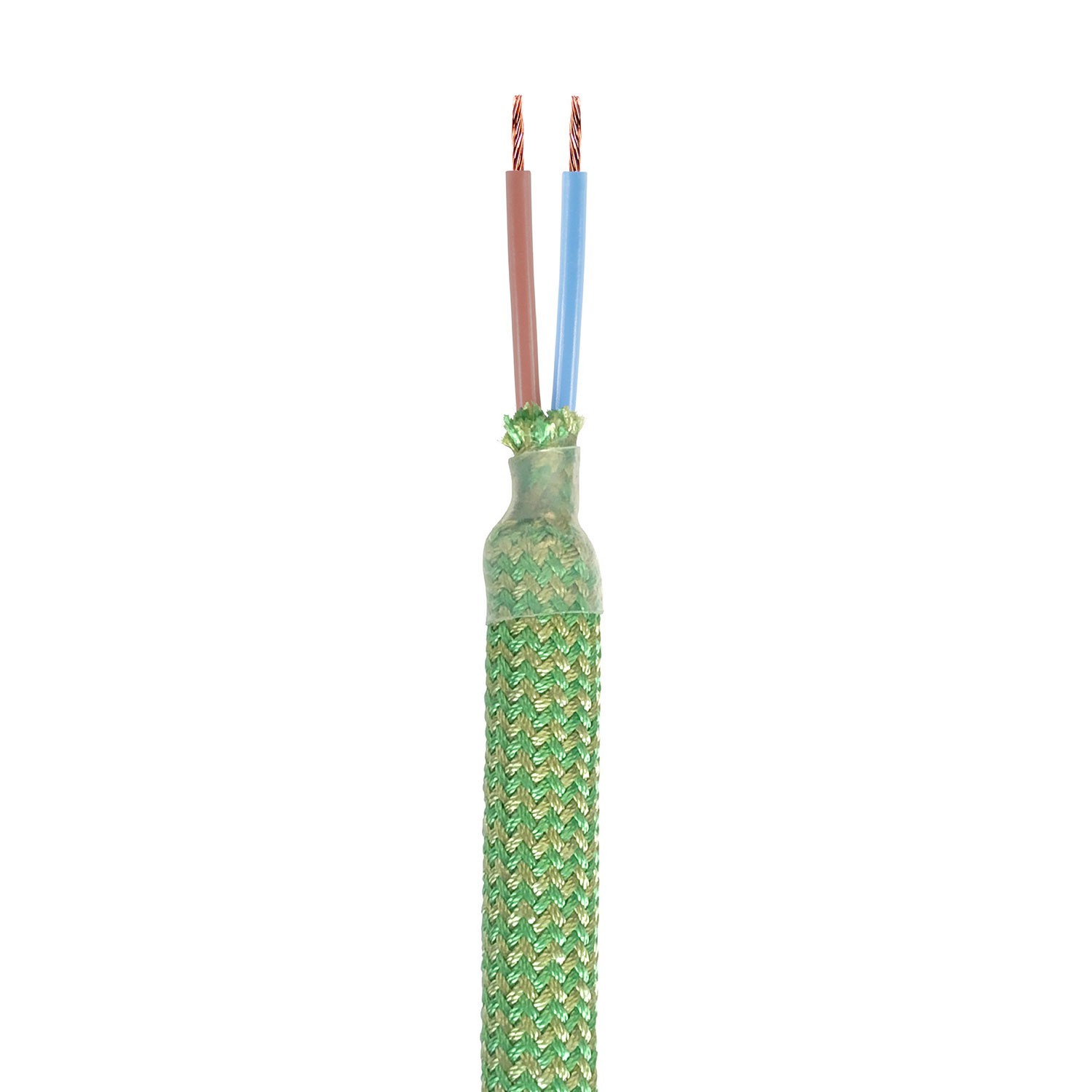 Creative Flex fleksibilna cev v travnato zeleni tekstilno podlogi RM77 in kovinskimi objemkami