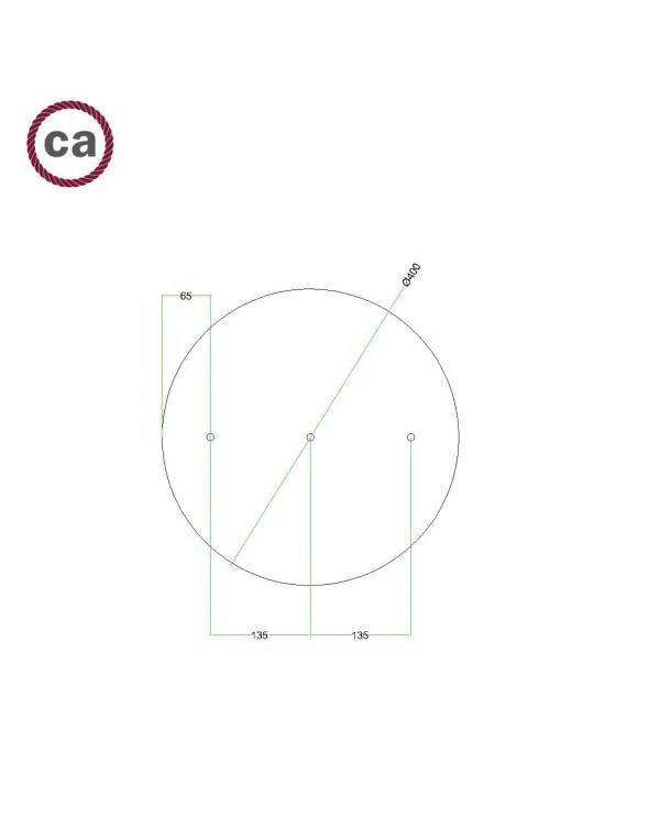 Rose-One okrogla rozeta s 3 izpusti v liniji in 4 stranske luknje, 400mm premer - PROMO