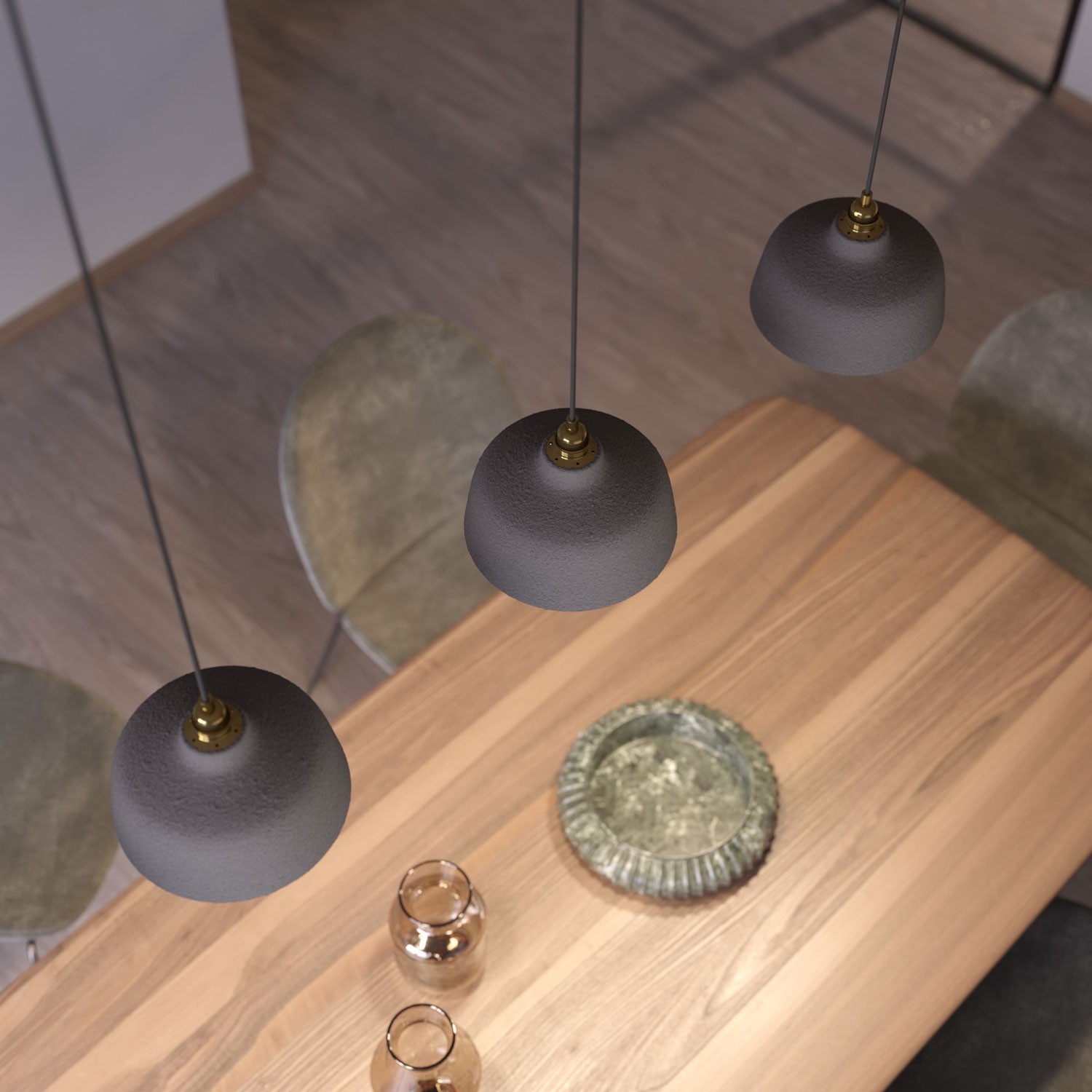 Viseče svetilo s tekstilnim kablom in keramičnim senčilom v obliki skodelice - Izdelano v Italiji