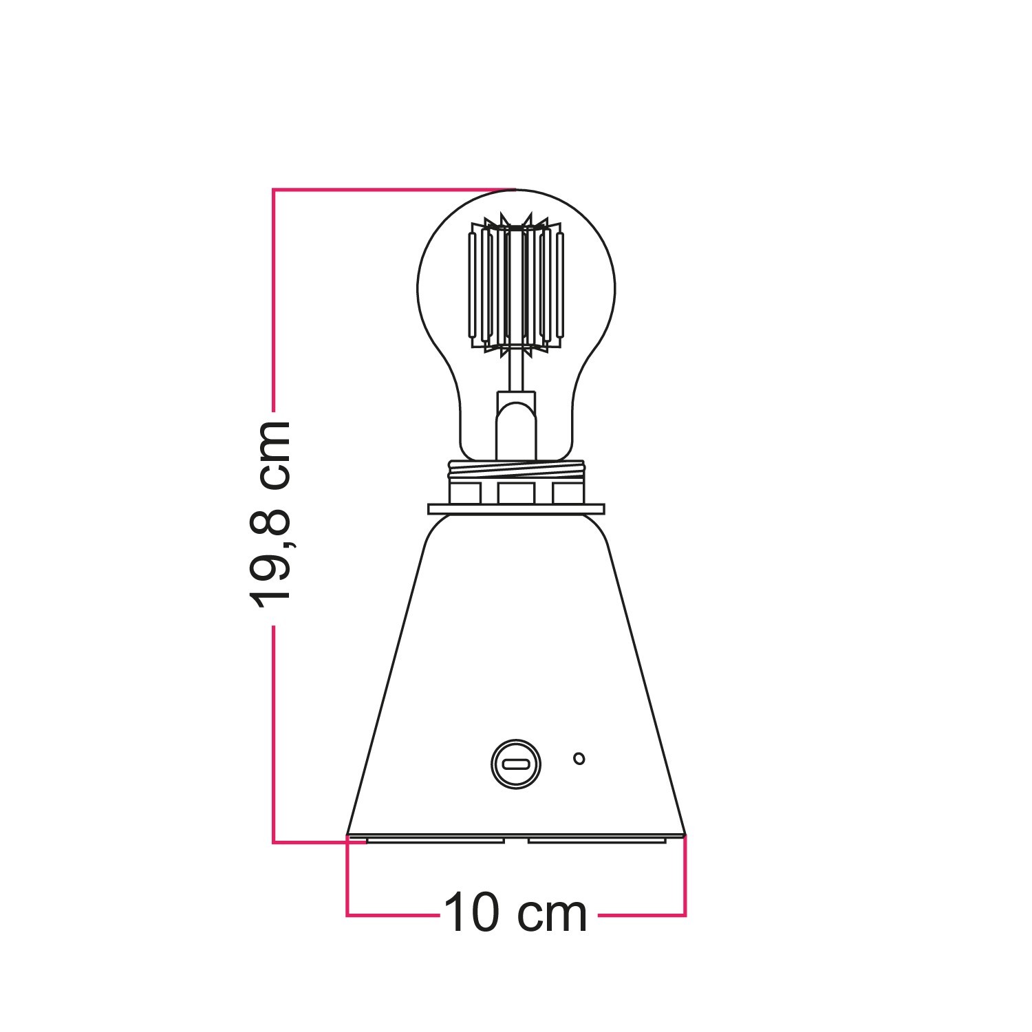 Prenosna svetilka na polnjenje Cable11 z žarnico Drop, primerna za senčilo