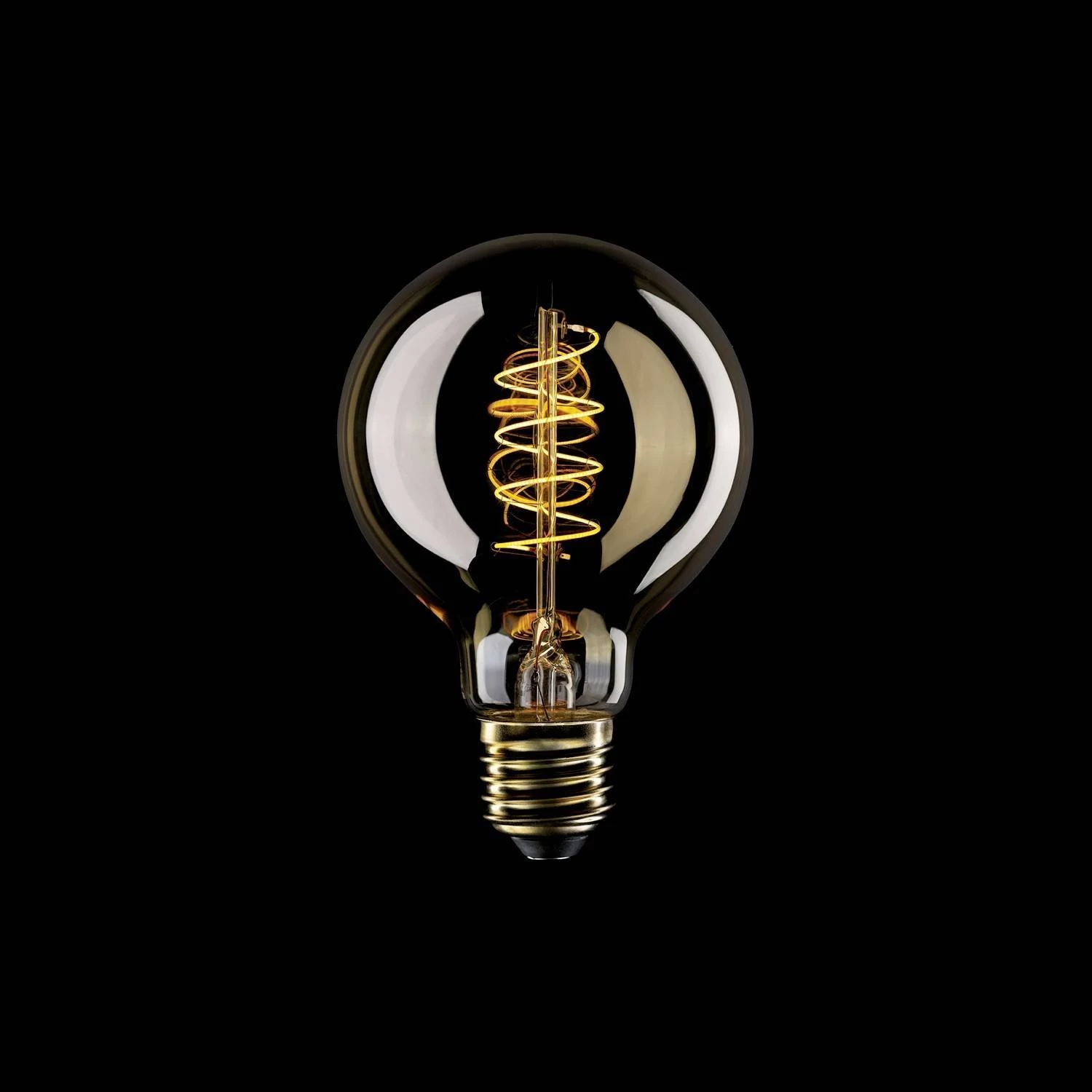 LED zlata sijalka C05 Carbon linija, spiralna nitka G80 4W E27 zatemnilna 1800K