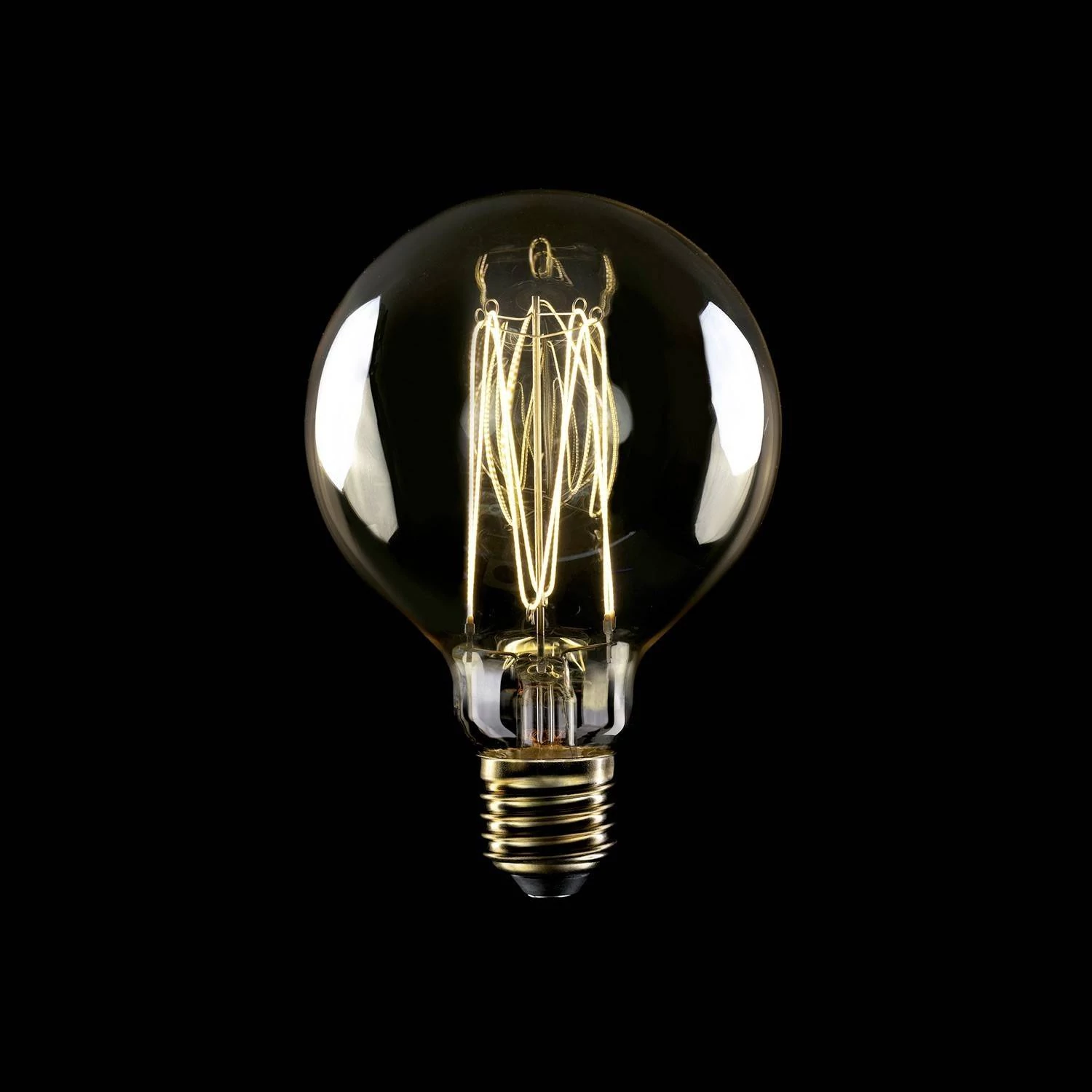 LED zlata sijalka C55 Carbon linija, ravna nitka G95 7W E27 zatemnilna 2700K