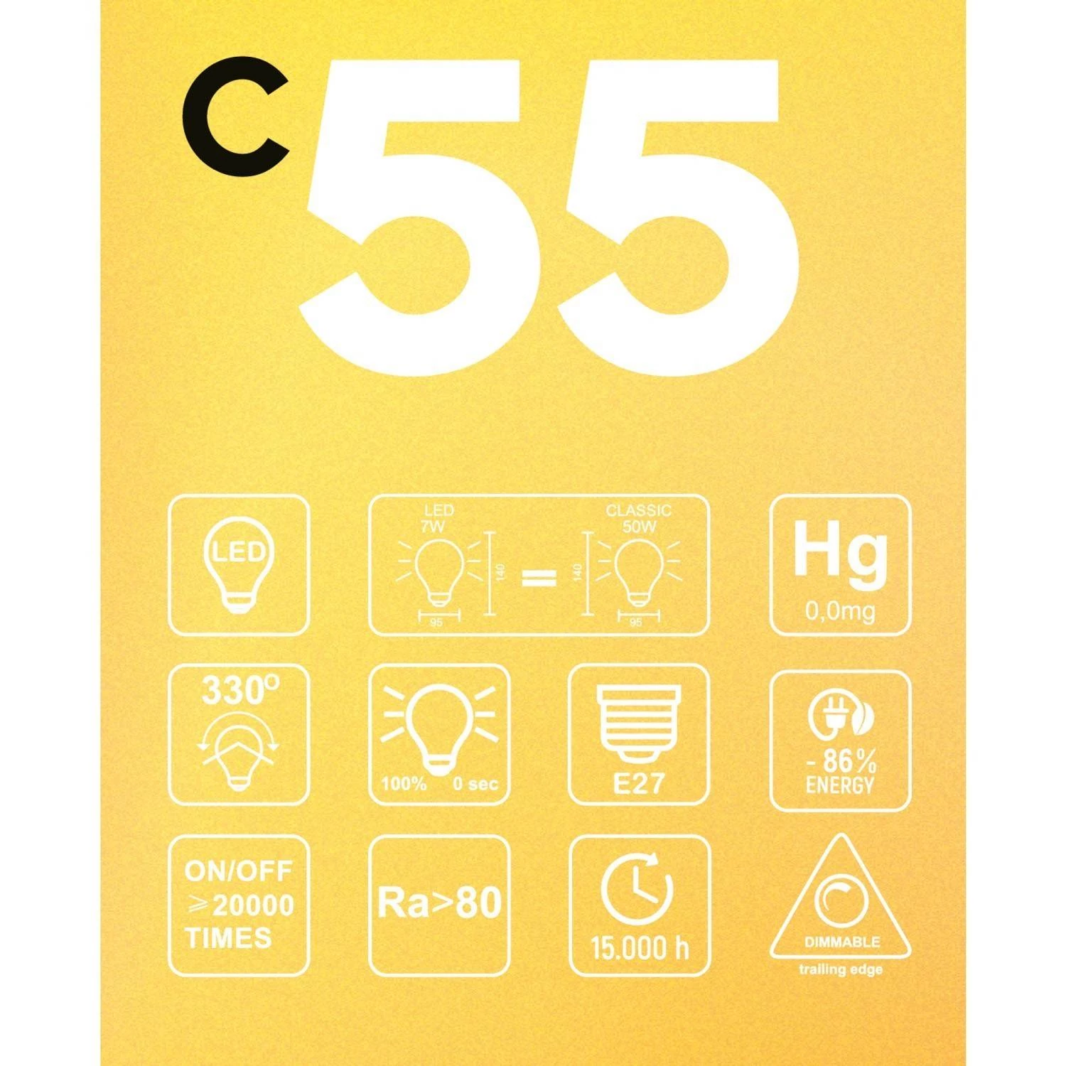 LED zlata sijalka C55 Carbon linija, ravna nitka G95 7W E27 zatemnilna 2700K