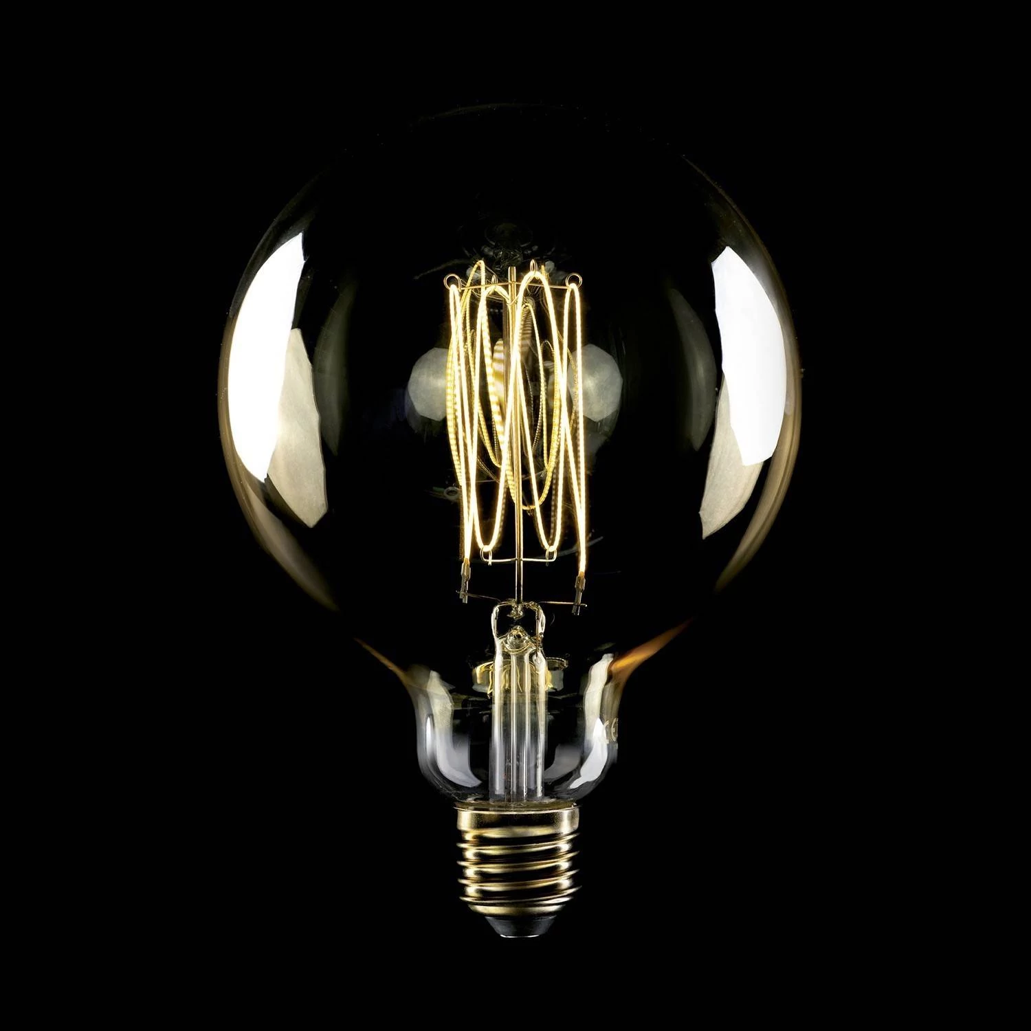 LED zlata sijalka C56 Carbon linija, ravna nitka G125 7W E27 zatemnilna 2700K