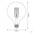 LED zlata sijalka C56 Carbon linija, ravna nitka G125 7W E27 zatemnilna 2700K