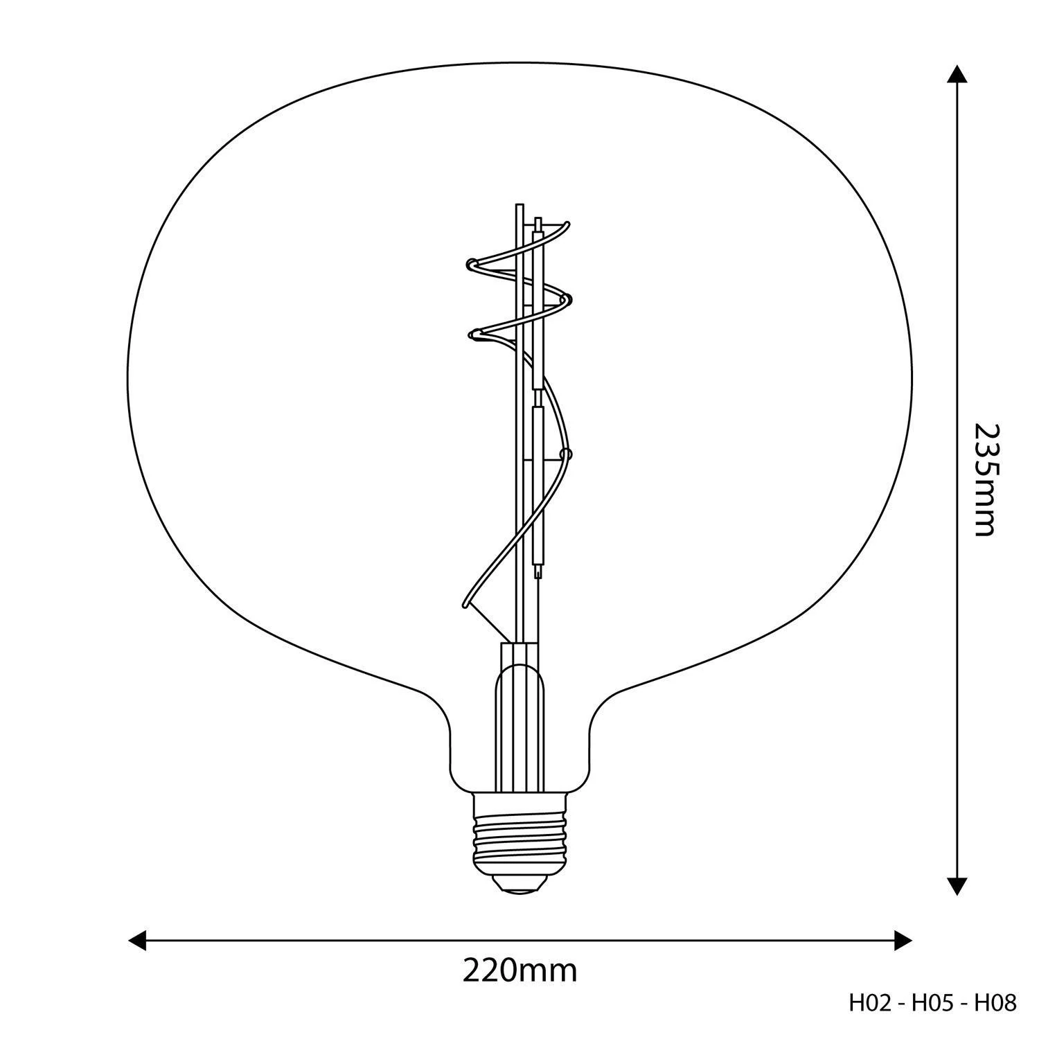 LED sijalka H02 Ellipsa 220 10W E27 zatemnilna 2700K