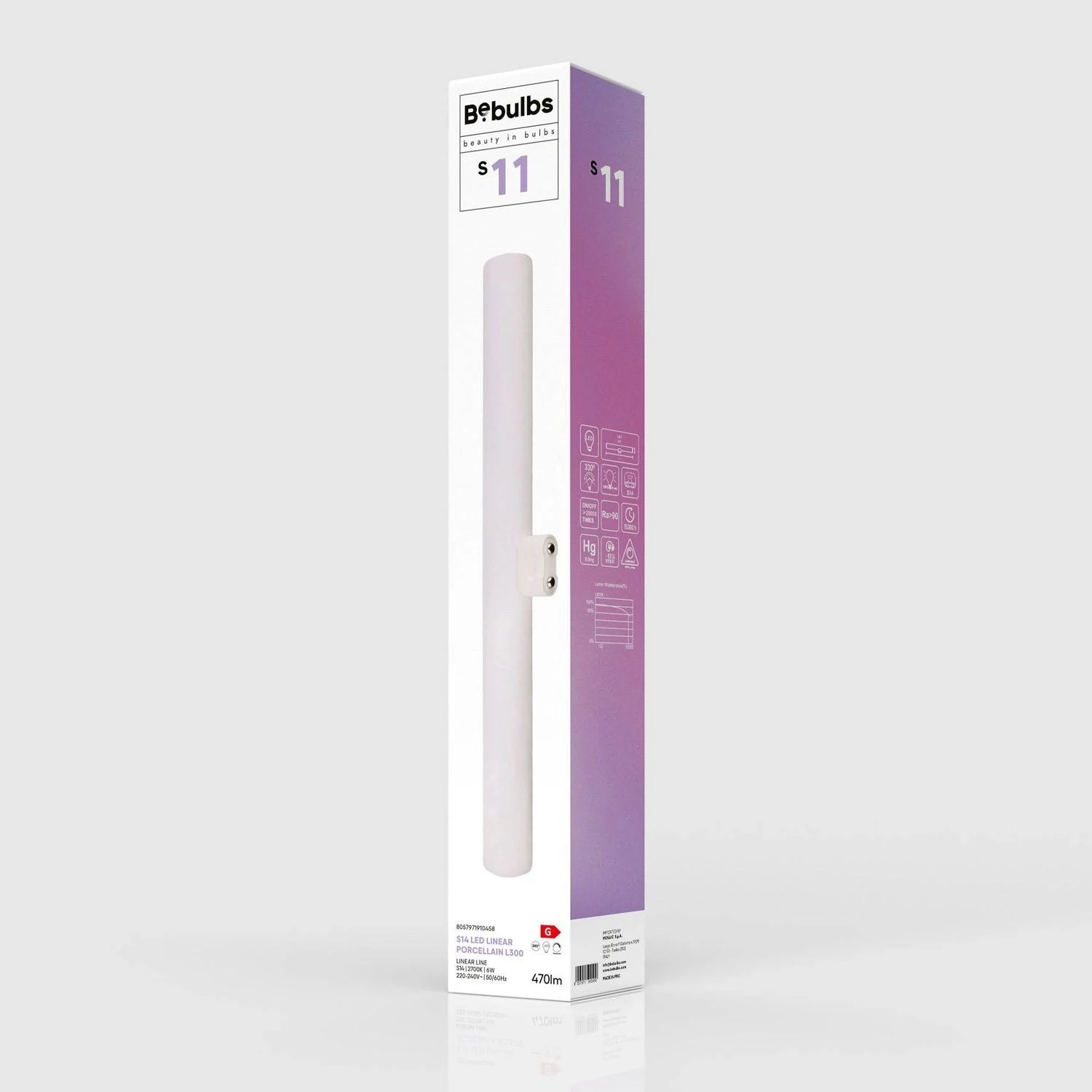 LED Linijska z izgledom porcelana S14d sijalka - dolga 300 mm 6W 470Lm 2700K Zatemnilna - S11