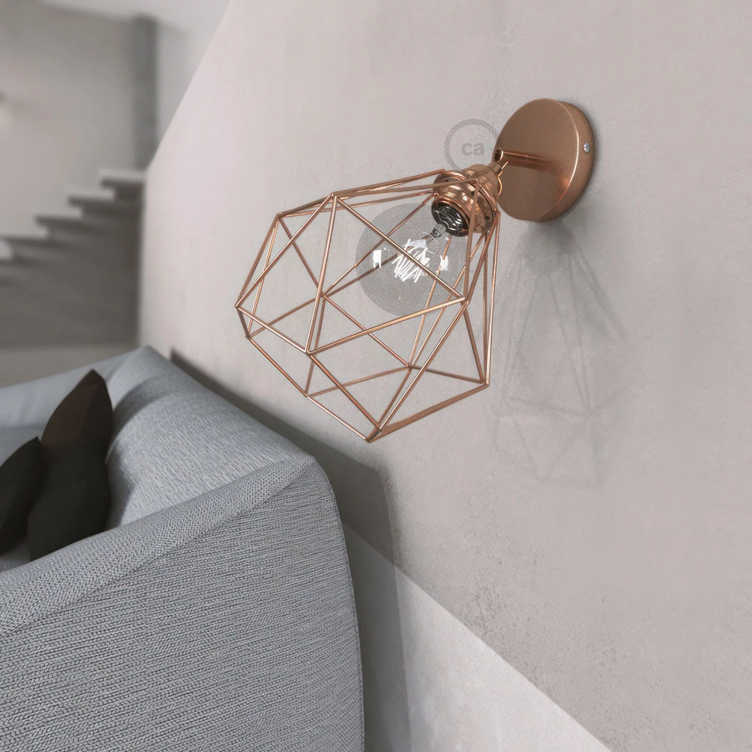 Fermaluce Metallo 90° Urban, nastavljivo kovinsko svetilo za stensko montažo s senčilom Diamond