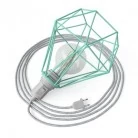 Table Snake - Plug-in lamp with cage Diamond lampshade and 2 pole plug