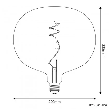 LED zlata sijalka H05 Ellipsa 220 8,8W E27 zatemnilna 2200K