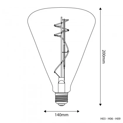 LED zlata sijalka H06 Cone 140 8,8W E27 zatemnilna 2200K