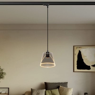 Lampă suspendată pe șină cu Bec conic fumuriu Ghost