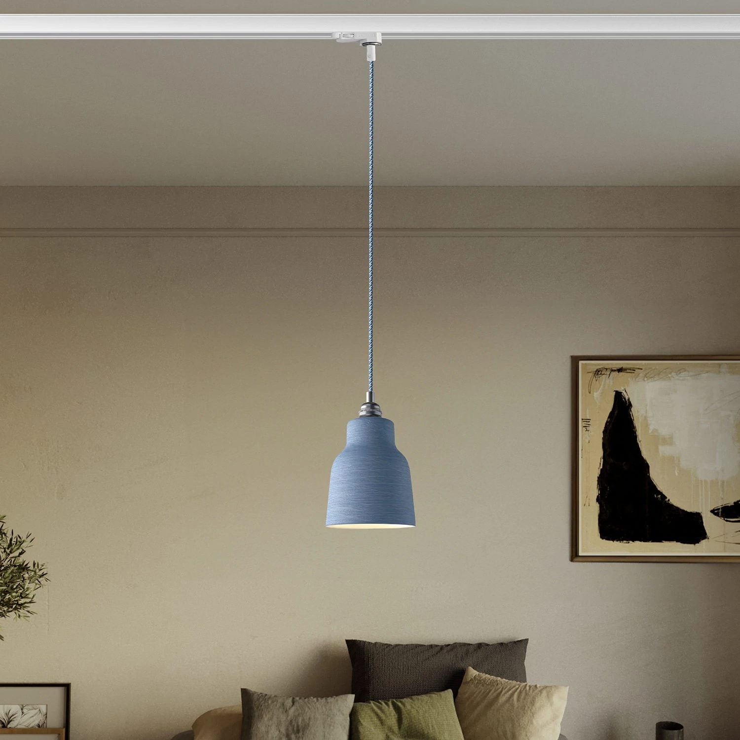 Lustră suspendată cu abajur Vaso și adaptor pentru șină