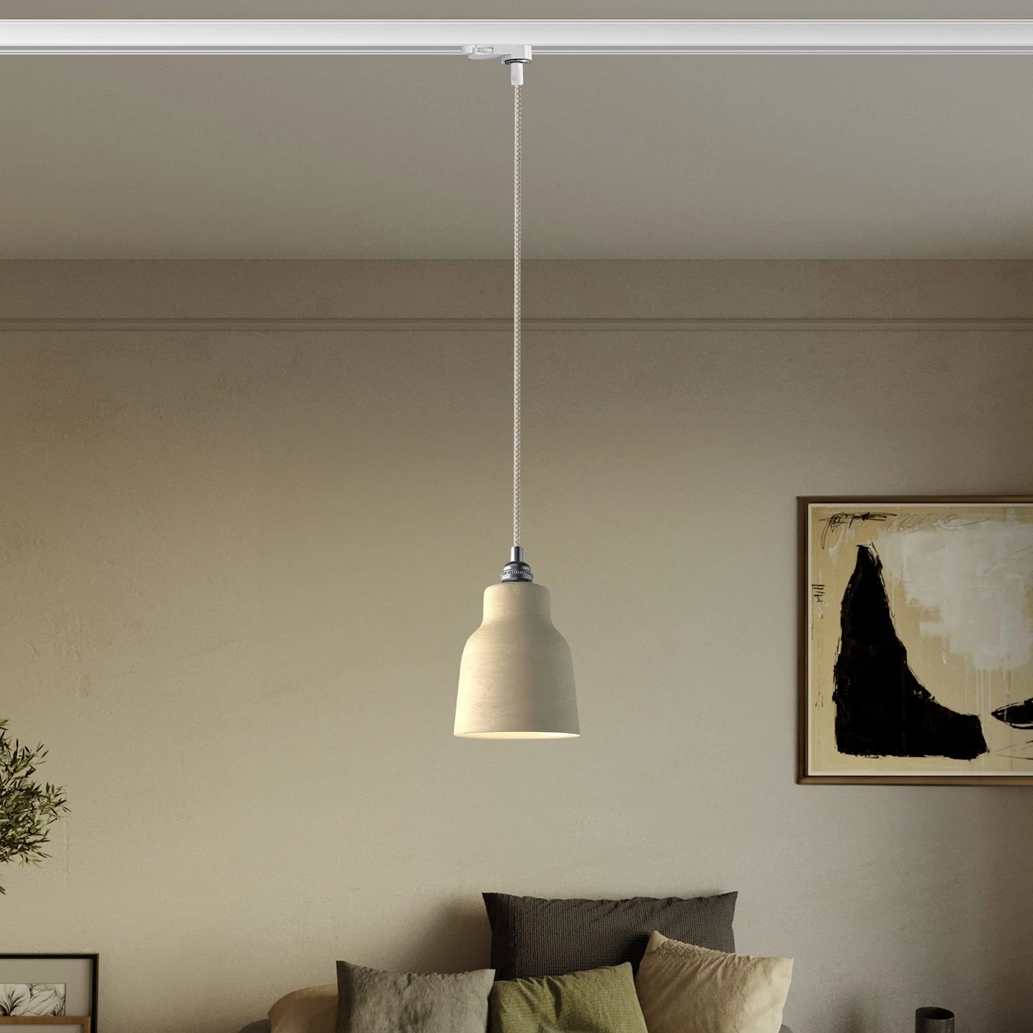 Lustră suspendată cu abajur Vaso și adaptor pentru șină