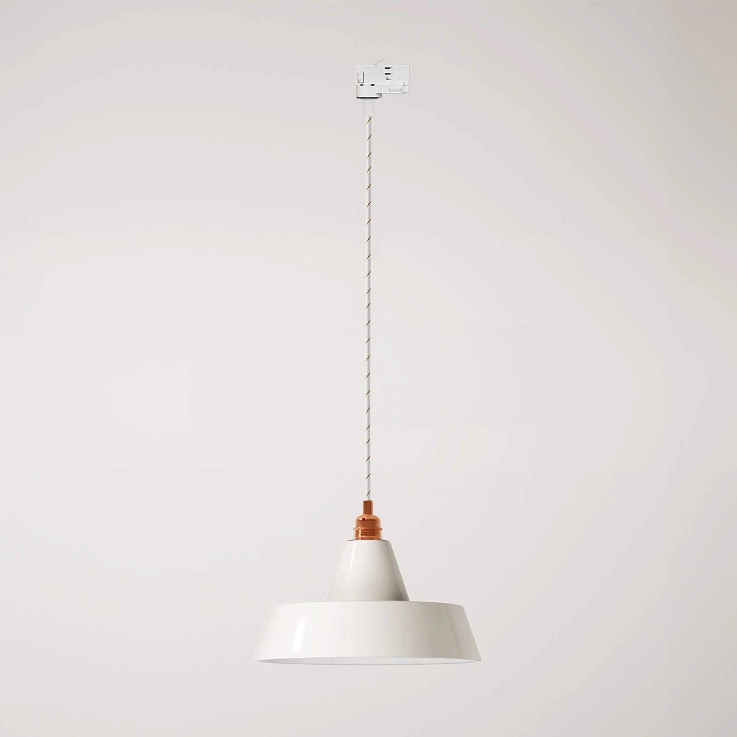 Lustră suspendată industrială din ceramică cu abajur pe șină