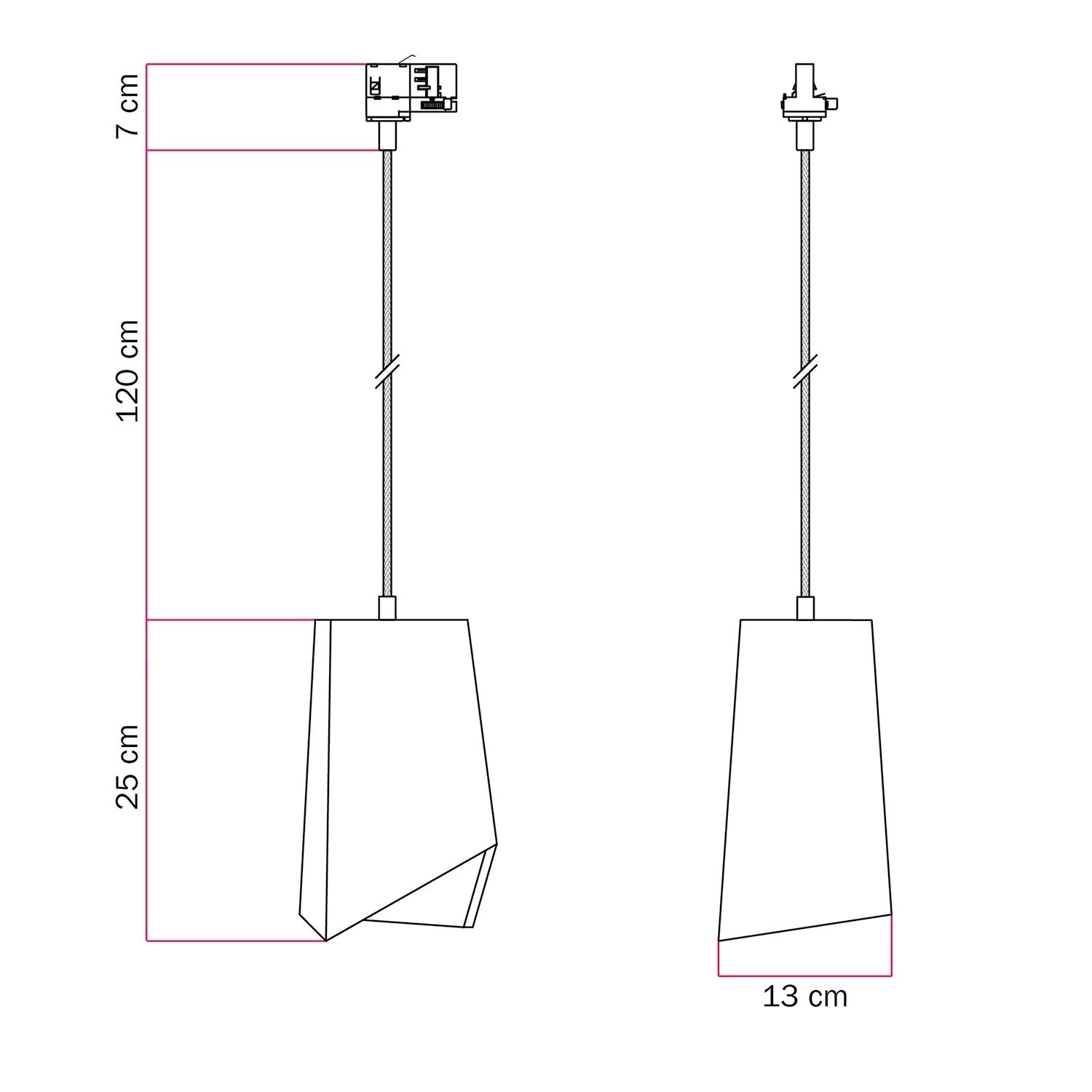 Lustră suspendată din beton cu abajur Prisma
