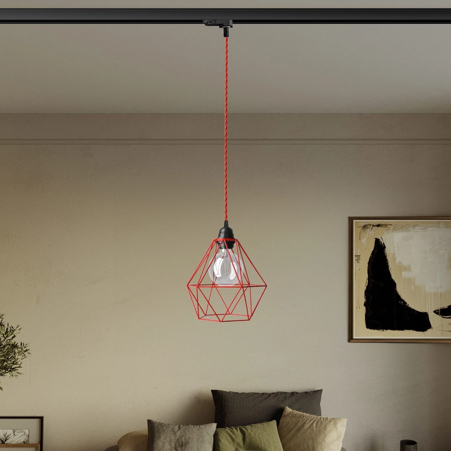 Lampă suspendată cu cușcă Diamond pentru șine