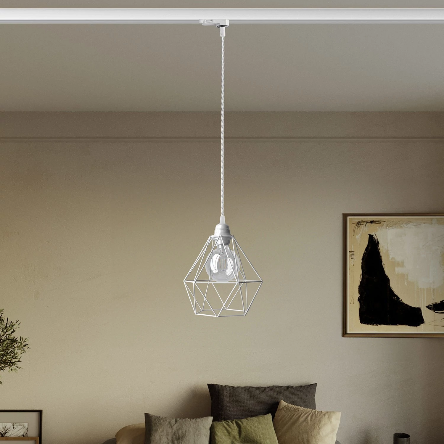 Lampă suspendată cu cușcă Diamond pentru șine