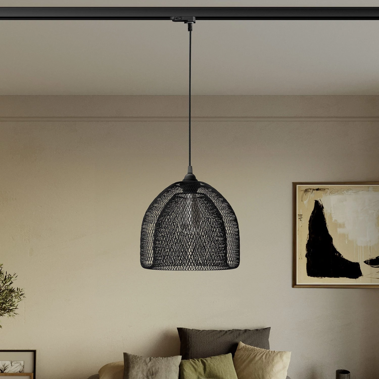 Lustră cu abajur tip cușcă Ghostbell XL pentru șine