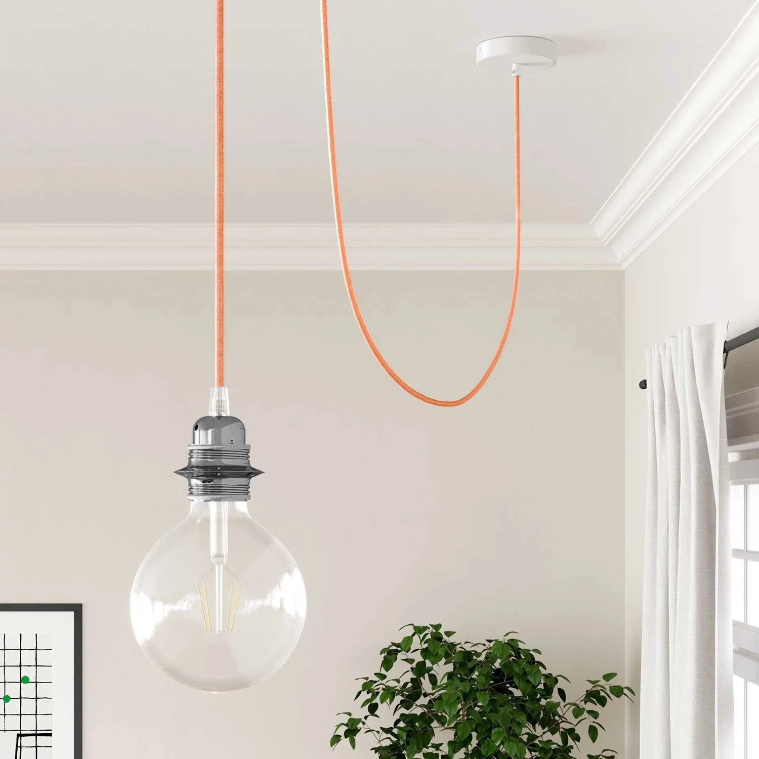 Električni kabel, prevlečen s tkanino v barvi breskve - The Original Creative Cables, za sodobne in barvite svetilke - RM23