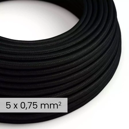 DALI tekstilni električni kabel 5x0,75 mm² v karbonsko črni barvi - fleksibilen okrogel kabel za razsvetljavo RM04